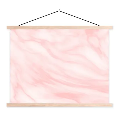 Produktbild von MuchoWow® Textilposter Marmor - Rosa - Weiß - Luxus - Marmoroptik 60x45 cm mit holzfarbenen Rahmen - Bild