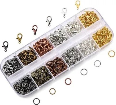 Produktbild von Go Go Gadget – DIY-Schmuckherstellung – 6 Farben Karabiner + Ringe – Set mit 960 Teilen – Schmuckverschluss