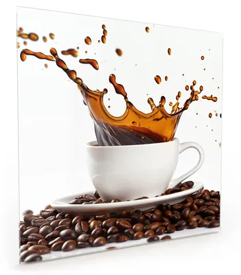 Produktbild von Küchenrückwand Spritzschutz Glas mit Motiv Kaffeespritzer 40 x 40 cm