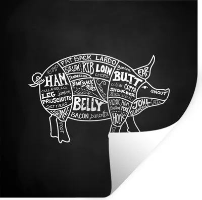 Produktbild von MuchoWow® Wandtattoo Wandsticker Wandaufkleber Küche - Schwein - Fleisch 80x80 cm Selbstklebend und Repositionierbar - Wierderverwendbar - Selbstklebend
