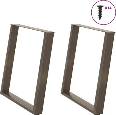 Image de Pieds de table à manger en forme de U, 2 pièces, acier naturel, 70 x (72-73) cm