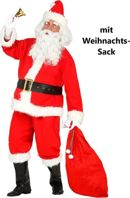 Produktbild von Weihnachtsmann L-3XL, Kostüm Jacke, Hose, Gürtel, Stiefelüberzieher, Mütze mit Sack Gr. L, XL