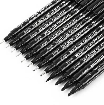 Produktbild von 12 Stück/Set Pigment Liner Micron Tinte Marker Stift Pinsel Spitze Schwarz Fineliner Skizzieren Manga Zeichnung Stift Für Anfänger, Hand-Lettering, Bullet Journal, Grußkarten, Tagebuch