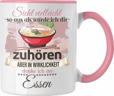 Produktbild von Trendation - Essen Geschenk Tasse Essen Liebhaber Geschenkidee Lustiger Spruch (Rosa)