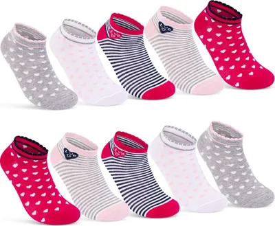 Produktbild von 10 Paar Kinder Sneaker Socken  Mädchen Baumwolle Kindersocken 56271 - Farbmix 31-34