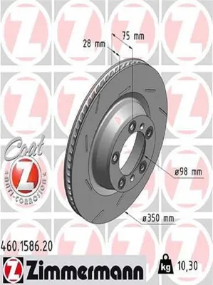 Produktbild von ZIMMERMANN Coat Z Bremsscheibe Hinten Links für PORSCHE PANAMERA 350mm 460.1586.20