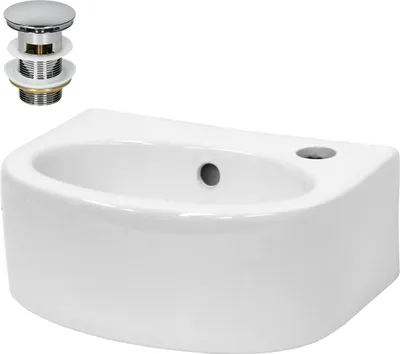 Obrázek produktu pro LuxeBath umyvadlo Oválné umyvadlo na desku, 33,5x25,5x13 cm, bílé, keramické, včetně odpadní sady s přepadem
