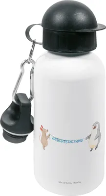 Produktbild von Mr. & Mrs. Panda Wasserflasche Maus Pinguin Geburtstag - Weiß - Geschenk, Sportflasche, Party, Geburtstagsgeschenk, Kita Trinkflasche, Kinder, Happy Birthday