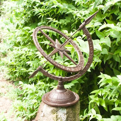 Produktbild von Sonnenuhr im Landhausstil, Gartenuhr Gusseisen für Terrasse und Garten - H.52cm