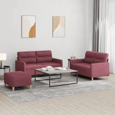 Produktbild von Maison Exclusive - 3-tlg. Sofagarnitur mit Kissen Weinrot Stoff