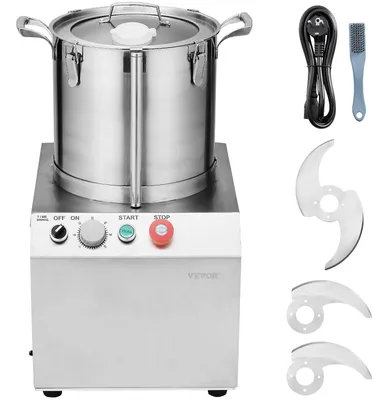Produktbild von VEVOR Küchenmaschine & Gemüseschneider, 10L Lebensmittelgeeignet Edelstahl Küchenmaschine mit 2 zusätzlichen S-Klingen, ideal zum Zerkleinern von Gemüse, Obst, Getreide, Nüssen, 15 L