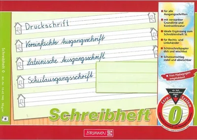 Zdjęcie produktu dla BRUNNEN Zeszyt ćwiczeń do pisania, z liniaturą 0 1. rok szkolny DIN A5 poziomo bez marginesu, 16 kartek