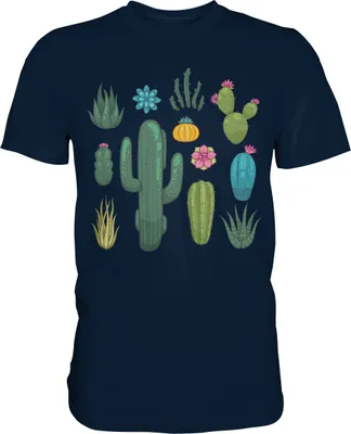 Produktbild von Kakteen T-Shirt Kaktus Sukkulenten Pflanzen – Navy / L