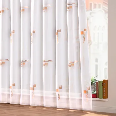 Produktbild von heimtexland ® Gardinen Stores Voile Faltenband Vorhang transparent Bleiband Fertiggardine Typ873 Terra Orange HxB 175 x 625 cm