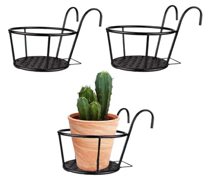 Productafbeelding van Buitenplantenbakhouder, 3 stuks, zwart, hangende plantenbakken