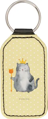 Produktbild von Mr. & Mrs. Panda schlüssel anhänger Katze König - Gelb Pastell - Geschenk, Schlüsselanhänger Mit Spruch, für, kunstleder, Cats, Königlich, Queen, Taschenanhänger, Katzen