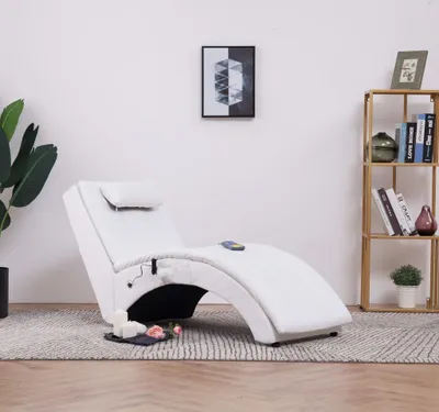 Image de Maison Exclusive - Chaise longue de massage avec coussins, en similicuir blanc