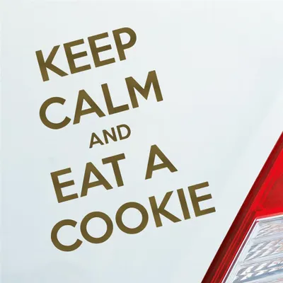 Produktbild von Auto Aufkleber Keep calm and eat a Cookie Keks 10,5x13 cm Gold Sticker Heckscheibenaufkleber