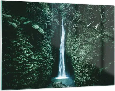 Produktbild von Bilder auf glas - Einteilig - Tropen Wasserfall Dschungel - 120x80cm - Glasbilder - Wandbilder - Bilder - Wanddekoration aus Glas - Glas Bilder - Wandbild auf Glas - GAA120x80-5103