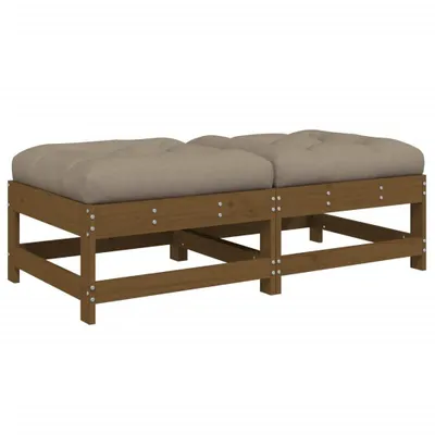 Produktbild von Gartenhocker mit Kissen 2 Stk. Honigbraun Massivholz Kiefer