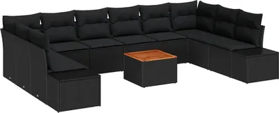 Image de Ensemble de canapés de jardin avec rangement vidaXL, 11 pièces, noir