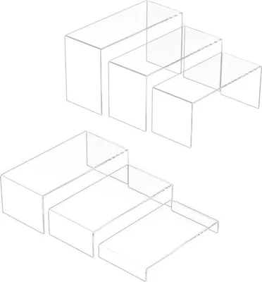 Produktbild von 6 Stück durchsichtiges Acryl-Display-Heber - rechteckiger Display-Organizer-Standard für Funko-Pop-Figuren, Desserts, Cupcakes, Spielzeug, Sammelobjekte - 19 x .