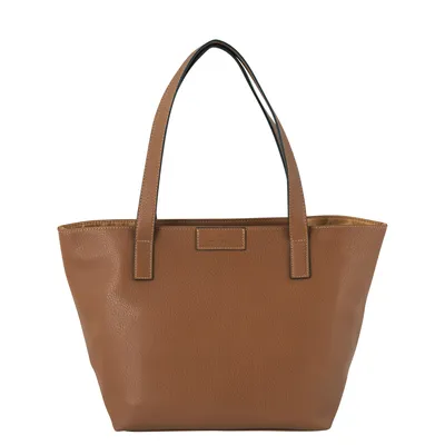 Image de TOM TAILOR - Sac cabas en simili cuir, modèle Miri Zip, couleur cognac