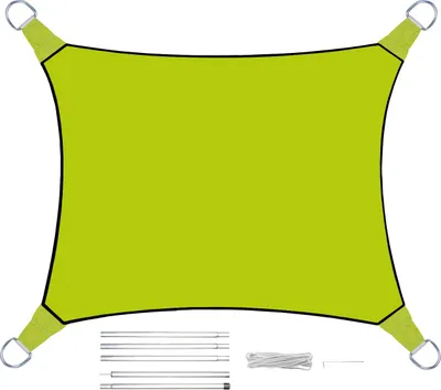 Produktbild von Sonnensegel Rechteckig 2x3m Grün mit Stangenset für den Garten Sonnenschutzsegel