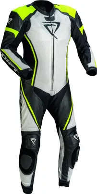 Image de Combinaison cuir moto 1 pièce perforée DIFI Imola, noir/blanc/jaune, 48
