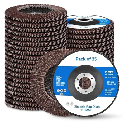 Produktbild von Fächerscheiben 25 Stück 115 mm Körnung 40/60/80/120/240 für Winkelschleifer Metall Holz