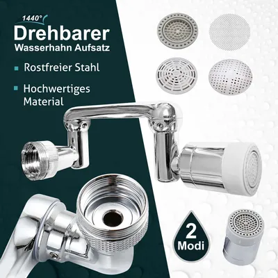 Produktbild von TheTwibblinCompany Wasserhahn Aufsatz – Drehbare und Schwenkbare Wasserhahnverlängerung | Flexibler Wasserhahnaufsatz für Küche und Badezimmer