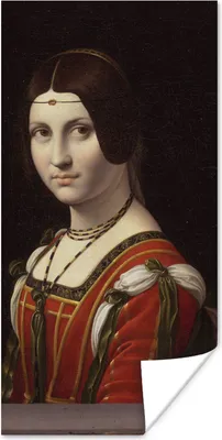 Produktbild von MuchoWow® Poster La Belle Ferronnière - Leonardo da Vinci 40x80 cm - Dekoration