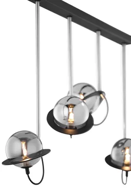 Obrázok produktu pre Závesná lampa PLANET čierna s niklovým povrchom, 4xG9x8W, kov, rozmery: 60x80x18 cm, IP20, Jupiter