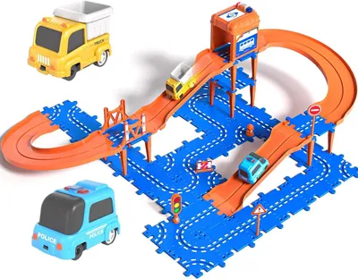 Immagine prodotto di Pista automobilistica per bambini, 2 macchinine, set di puzzle, per ragazzi dai 3 ai 5 anni
