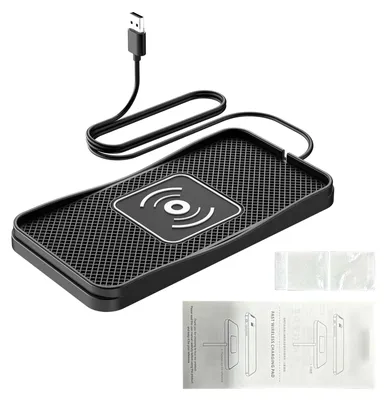Immagine prodotto di Tappetino di ricarica per auto, 20 W, caricabatterie wireless rapido per cellulari, tappetino per cellulari, compatibile con Samsung Galaxy S25/S24, cavo USB da 1 m