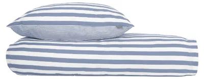 Produktbild von SCHIESSER Bettwäscheset Marie | Gestreift | Feinbiber | 2-teilig | 100% Baumwolle | Kuschelweich | YKK-Reißverschluss | 135x200 cm + 80x80 cm | Hellblau