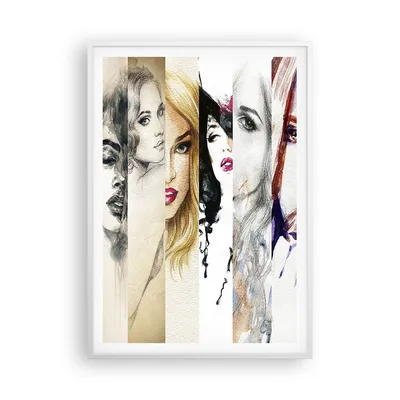 Produktbild von Gerahmtes Poster - Weißer Rahmen - Frauen Schönheit Dame Illustration - 70x100 cm - Wand Bild - Wanddeko - Wandbilder - Wandposter - Bilderrahmen - Bilder - Kunstdruck - Wandbild - P2WPA70x100-3012