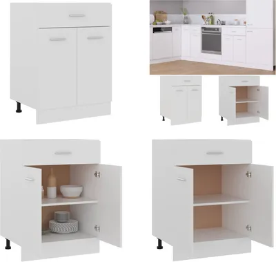 Immagine prodotto di vidaXL Base a cassetti bianca 60x46x81,5 cm in legno - Base a cassetti - Cassettiere - Armadio da cucina - Mobili da cucina