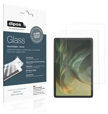 Produktbild von 2x Schutzfolie für Motorola Moto Pad 2026 matt - Anti-Shock 9H Folie dipos Glass Kunststoffglas