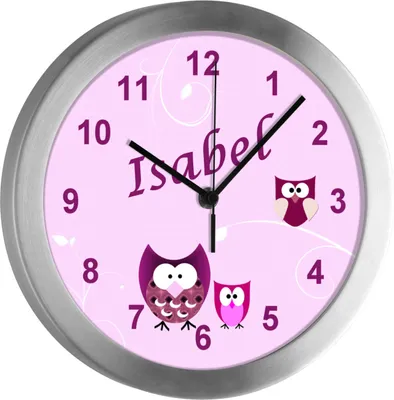 Produktbild von Kinderzimmer Funkwanduhr, Funkuhr Wanduhr Kinder, Eule rosa 25 cm