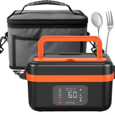 Immagine prodotto di Lunchbox elettrica senza fili, con batteria ricaricabile e funzione di riscaldamento integrata, colore arancione