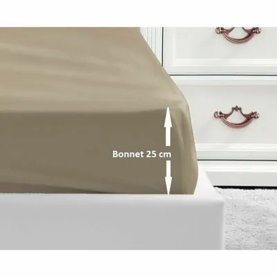 Produktbild von LOVELY HOME Spannbetttuch 100% Baumwolle 160x200x25 cm beige
