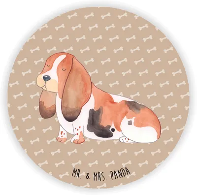 Produktbild von Mr. & Mrs. Panda Kühlschrankmagnet Hund Basset Hound - Hundeglück - Geschenk, magnet für kühlschrank, Süß, pinnwand, holzmagnet, magnettafel, Sprüche