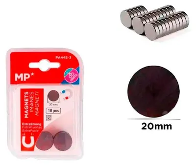 Zdjęcie produktu dla Magnesy do mocowania, średnica 20 mm, 10 sztuk, opakowanie zbiorcze