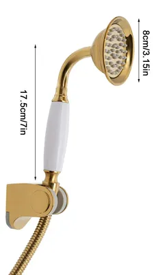 Obrázok produktu pre Ručná sprcha – sprchová hlavica – vysokotlaková – pripojenie 1,27 cm (G1/2) – nerezová oceľ – s hadicou a držiakom – žltá
