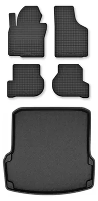 Produktbild von Gummimatten + Kofferraumwanne für Skoda Octavia II 2004-2013 (Limousine) – Schwarz, Semi-Universal, angepasst – Wielganizator Semi-Universal