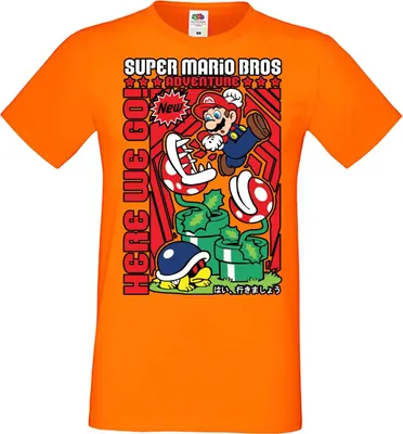 Produktbild von Herren T-Shirt Anime Manga Game Mario Fun Bros, Man S / Orange