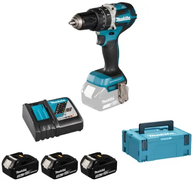 Immagine prodotto di Makita DHP484RT3J Trapano a percussione Akku 18V LXT BRUSHLESS 3x5,0Ah 54Nm