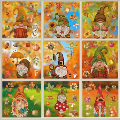 Produktbild von 101 Stück Fensterbilder Herbst - Wichtel Kürbis Vogelscheuche Herbstdeko Fenster Selbstklebend Aufkleber, für Thanksgiving Deko Fenster Aufkleber
