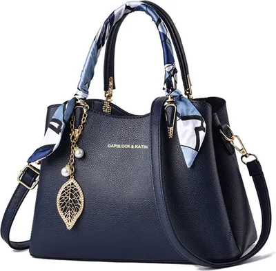 Produktbild von STILVORA Handtaschen, Damen Handtasche, Vielseitige Hand-, Schulter- & Umhängetasche mit dekorativem Schal, modisch & elegant, perfekt für Alltag, Büro, Shopping oder Freizeit, Blau